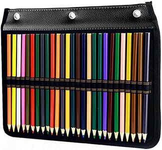 54 Slots Pencil Sleeve - 3 Ring Loose-Leaf Binder Pencil Pouch Stationery Organizer for Colored Pencils, Pens by YOUSHARES （Black）