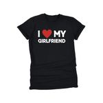 'I Love My Girlfriend' T-Shirt Black with Red Heart - Valentine's Day Gift for Him - Sizes S to 3XL (Adult M)