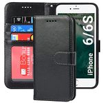 ELTEKER Phone Case Compatible with iPhone 6/6S Case Wallet,Premium Leather Flip Kickstand Women Wallet Case with Card Holder for iPhone 6/6S - Black