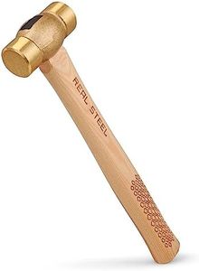 REAL STEEL Drop Forged Solid Brass Non-Sparking Hammer 20 Oz, Hickory Wood Handle 0421