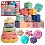 IIFONII Baby Blocks 23PCS Soft Stacking Blocks for Baby 6 to 12 Months, Montessori Sensory Toys for Toddlers 1-3 Years Old Building Blocks Toys for Babies 0-6 Months, Educational Learning Toy