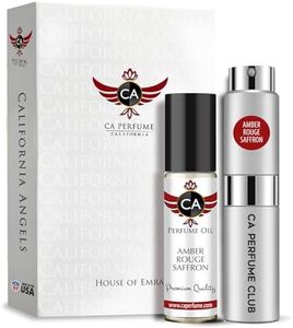 CA Perfume Duo Amber Rouge Saffron For Women Men Fragrance Body Oil + Parfum Set (0.27+0.33) Fl Oz