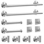 MengxFly Bathroom Hardware Set Brushed Nickel Towel Bar Brushed Nickel Bathroom Accessories Brushed Nickel Towel Rack Bathroom Towel Holder Set Wall Mounted Stainless Steel 16-Inch(12pcs,Nickel)