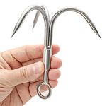 Grappling Hook Grapnel Hook Climbing hook 3-claw Stainless Steel Tree Climbing Hook Treasure Retrieving Survival and Fishing (Small)