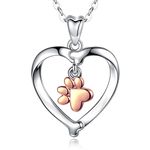 INFUSEU Dog Paw Necklace, Necklaces 925 Sterling Silver Pendant with Cubic Zirconia Jewellery Gifts for Women Mum