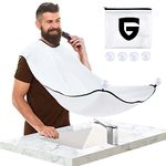 Beard Bib Apron, Stocking Stuffers Christmas Gifts for Men, Beard Hair Catcher for Shaving, Waterproof Non-Stick Beard Cape with 4 Suction Cups, One Size Fits All, Grooming Accessories(White)