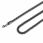 HZMAN 3.0 mm Stainless Steel Black Wheat Chain Necklaces for Men Women 16" -30" (Black,16)