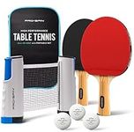 PRO-SPIN Portable Table Tennis Set | 2-Player Premium All-in-One Kit with Retractable Table Tennis Net for Any Table, Bats, 3-Star Ping Pong Balls & Storage Case | Great Gift & Indoor/Outdoor Game