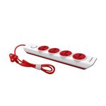 Goldmedal i-Design 4x4 High Grade Power Strip with 4-outlet International Sockets, Individual Switches, Indicator and 2 Meter Power Cord - Red & White, Pack of 1, Suitable for All Type Plugs