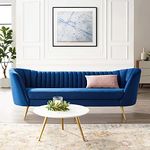 Furnitureworks 3-Seater Settee Sofa Diwan Couch Chaise Lounge for Home and Living Room | Blue Colour (Teak Wood)