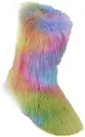 LVCOMEFF Women Faux Fur Snow Boot with Fur Lining 1 Piece Winter Warm Outdoor Furry Fluffy 2020 Fashion (multicolor 8, numeric_9_point_5)