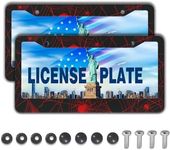 Custom License Plate Frame Red and Black License Plate Frames Red Spider Web Universal Aluminum Car Accessory 2 Pack with Screw Covers Set