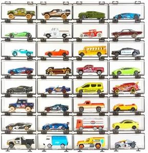 Saichotoy Hot Wheels Display Case: Stackable Toy Car Storage, Transparent Organizer for Matchbox & Hot Wheels 1/64 Scale Diecast Cars (32 Packs, Dark Tint Case Only)