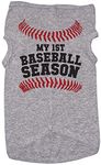 Baseball Shirt for Dogs/My First Baseball Season/Grey Puppy Tee/Sports (2XL)