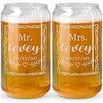 Two Custom Engraved Beer Can Glasse