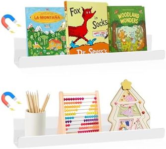 2 Pack Magnetic Book Shelf for Classroom, Strong 8.8lb Magnet Acrylic Whiteboard Shelves, Teacher Supplies Organizer for Kids Books, Posters, Flash Cards, Classroom Accessories Storage (white)