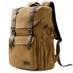 Camera Backpack, BAGSMART Camera Bag Anti-Theft DSLR SLR Canvas Backpack Fit up to 15" Laptop with Rain Cover, Tripod Holder for Women and Men,Khaki