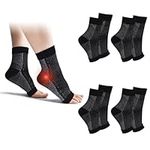 cheap4uk 4 Pairs Neuropathy Socks Compression Socks for Women & Men Plantar Fasciitis Socks Ankle Support Brace for Sprained Ankle Breathable Anti-Slip Soothe Socks for Pain Relie (Black, 5-7.5)