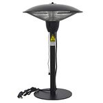 Table Top Patio Heater Black Steel Electric Pull Switch Halogen Tube IP44 1500w