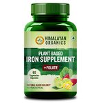 Himalayan Organics Plant Based Iron Supplement With Folate | Improved Hemoglobin & Oxygen Capacity | Stomach Friendly | Boost Energy (60 Capsules)