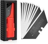 HAUTMEC Utility Knife Blades, 10-Pack with Dispenser, Standard Replacement Blades for Heavy Duty Utility Knives and Box Cutters, Sharper SK2H Black Blades HT0265-KN