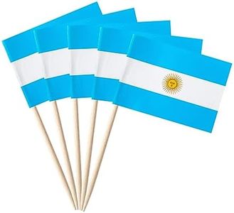 stidsds 100 Pcs Argentina Flag Argentinian Toothpick Flags Mini Small Argentina Cupcake Toppers Stick Flags Banner Country Party Cocktail Fruit Decoration