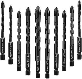 Mgtgbao Concrete Drill Bit Set, 10pcs Masonry Drill Bits Set Carbide Tip for Glass, Brick, Tile, Concrete, Plastic and Wood with Size 3/16” (5mm),1/4” (6mm), 5/16” (8mm),3/8” (10mm), 1/2” (12mm).