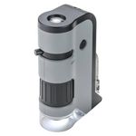 Carson MP-250 MicroFlip 100-250x LED Lighted Pocket Microscope with Smartphone Digiscoping Adapter Clip, Grey