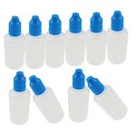 30ml Empty Plastic Eye Dripper Liquid Water Squeezable Dropper Bottle with Blue Cap Pack of 10