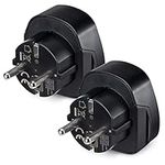 kwmobile Travel Adapter Europe (Pack of 2) - Universal Plug Adaptor - UK to EU, Spain, France, Italy, Portugal, Germany, Netherlands and More - Black