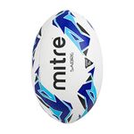 Mitre Sabre Rugby Training Ball, White (White/Cyan), Size 3