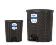 Kolorr Magnum Dustbin Combo Pack of 2 Plastic Pedal Dustbins/Trash Can/Garbage Waste Bin with Lid for Home, Kitchen, Office, Bathroom & Washroom - 6+ 14 Liters (Dark Brown)