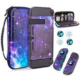 JYPS Carrying Case Cover Compatible Kit with Nintendo Switch, with Handle for Console Accessories-Premium Protective Portable, Hard Shell Pouch Travel Bag Compatible for Nintendo Switch,Galaxy