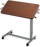 Invacare 6418 Hospital Style Overbed Table with Adjustable Height Tilt Top and Wheels for Beds and Bedside, Wood Grain