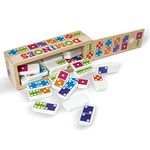 Melissa and Doug Dominoes Tabletop Game with 28 Colorful Tiles in Wooden Storage Box