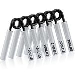 COVVY Hand Grip Strengthener Set,6 Pcs (100,150,200,250,300,350lbs),Grip Strength Trainer, Wrist Forearm Exercise Strengthener for Beginners and Professionals,Arm Muscle Builder for Home Gym,Silver