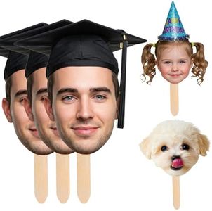 Custom Life-Size Big Head Cutouts on Sticks，Personalized Fun Handheld Face Photo Props, Upload Your Photo Custom Face Signs for Party, Birthday, Wedding & Event Decorations