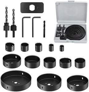 19 Piezas Kit de Sierra de Agujero, 19 a 127 mm Corona Taladro para Madera, Cartón de Yeso, con 2 Llave Hexagonal, 2 Biela, 1 Deflector, 1 Taladro para Trabajar la Madera