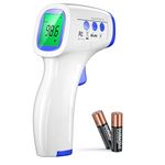 DR VAKU® Digital Thermometer For Fever Non-Contact Laser Infrared Forehead Thermometer Temperature Gun Accurate Reading with Large Display Battery Included] - White and Dark Blue