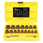 TOPEC 18 PCS Impact Bolt & Nut Remover Set, 3/8” Drive Bolt Extractor Tool Set, Torque Extraction Socket Set for Removing Stripped, Damaged, Rounded Off and Rusted Bolts & Nuts