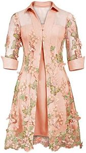 CHIC STAR Womens 3D Embroidery 2Pcs Dress L Pink