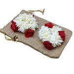 Wedding Gajra, Scrunchie Gajra Bracelet, Hand Gajra, Indian Wedding Floral Jewelry Gajra, Mogra Gajra, Elastic Gajra pack of 2 in jute bag (with rose)