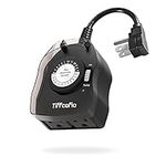 TiFFCOFiO Outdoor Timer Outlet, 24 Hour Mechanical Outdoor Timer for Light, Christmas Light Timer Outdoor Weatherproof, 2 Grounded Outlets for Home and Garden, 15A 1/2HP, Heavy Duty, CSA Listed