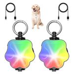 Dog Collar Light, 4 Modes LED Dog Lights for Night Walking, 2 Packs RGB Color Changing Dog Lights, USB Rechargeable Dog Walking Light for Nighttime Clip On, Waterproof Light Up Dog Collar Light