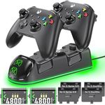 Controller Charger Station for Xbox Series/One-X/S/Elite with 2 x 4800 mWh Rechargeable Battery Packs, Charging Station Dock Stand for Xbox Series X Accessories Kit Controller Battery with 4 Covers