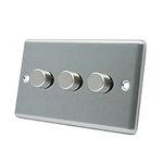 AET CSC3GDIM40 Satin Chrome Classical 400W-10 Amp Triple 3 Gang 2 Way 400W Light Dimmer Switch, 400 W, 240 V