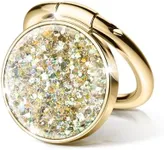 GVIEWIN Glitter Cell Phone Ring Holder, Metal Kickstand Grip Compatible with iPhone 15 Pro Max/15 Plus/14/13/12 Series & Galaxy S24/S23 Ultra and Other Smartphones(Golden Glitter)