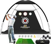 PodiuMax Golf Practice Net, 10x7ft Durable Golf Nets with Carry Bag/ 5 Balls/ 4 Sandbags/Tee/Golfs Mat Indoor Outdoor Used, Easy Set UP Golfs Chipping Net Gifts for Men