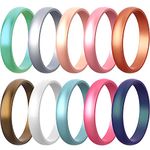 Zollen Olive Leaves Silicone Wedding Rings for Women, Rubber Wedding Bands Stackable Ring, Hypoallergenic Silicone Size 4