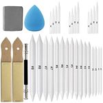 Lakeer 33 Pcs Blending Stumps and Tortillons Set | Art Blender, Paper Stumps | with Sandpaper Pencil Sharpener, Pencil Extension Tool, Kneaded Eraser, Blender Sponge | Art Blenders for Sketching